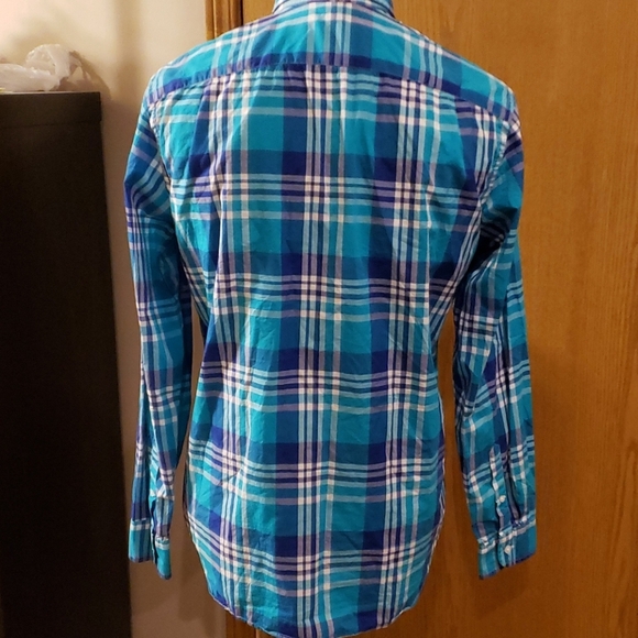 J crew lightweight button down bright green plaid - Picture 4 of 5